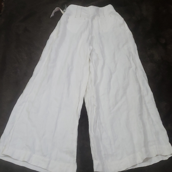 Free People X-Wide Leg White Linen $128  size 0 - Picture 6 of 7